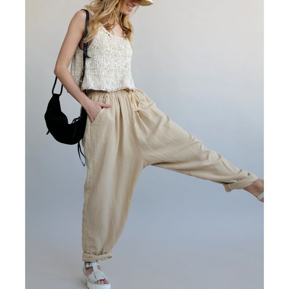 🎉LAST CHANCE🎉 NWT Free People Essential Doublecloth Pant / Mustard Seed - Picture 2 of 7